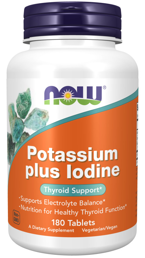 NOW Foods Potassium Plus Iodine 99 mg 180 Tablets 10/27EXP Thyroid Electrolyte