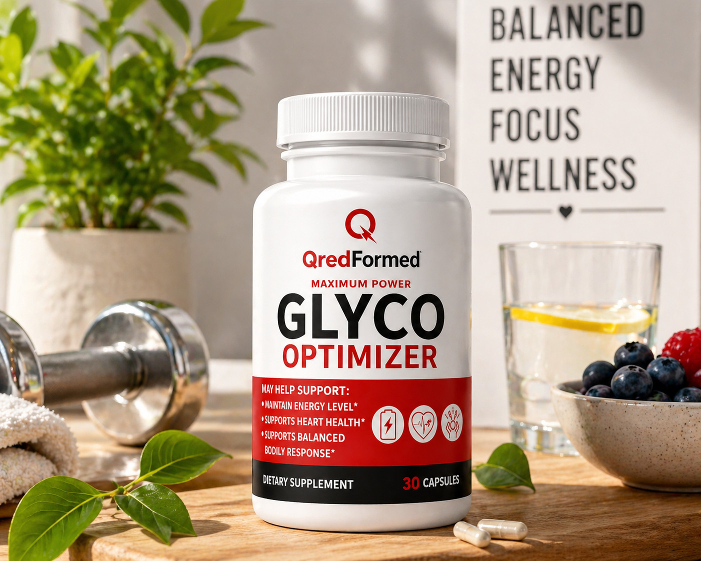 Glyco Optimizer 30 Capsules – Energy & Balance Daily Formula QredFormed (2 Pack)