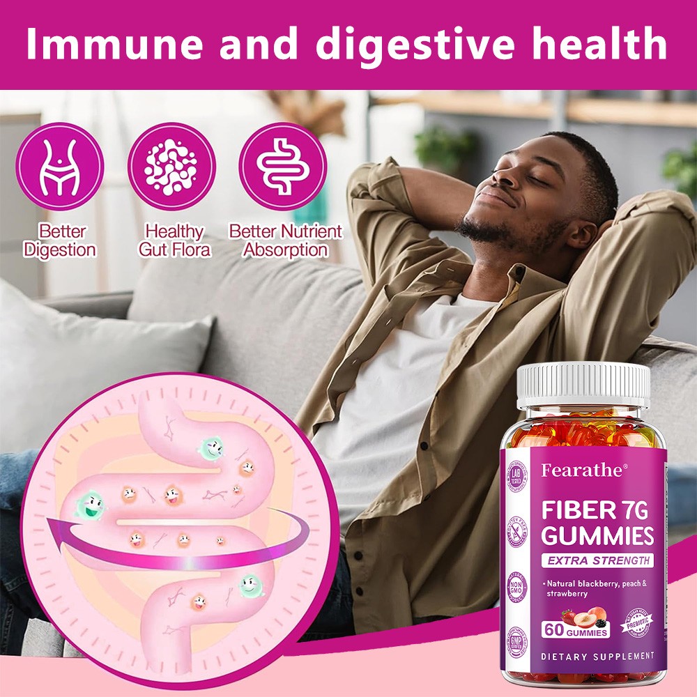 Fiber 7 G Gummies Supports Digestive Immune System Gut Flora Health 60 Pills