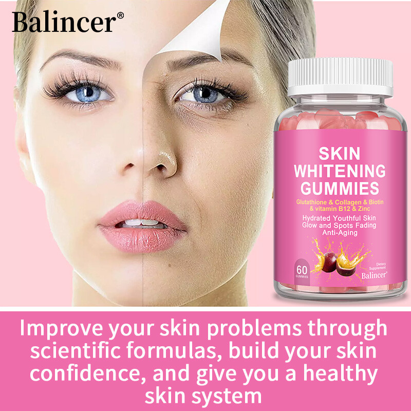 Collagen Skin Whitening Hair Health Anti-Aging Vitamin C E B12 60 Gummies US