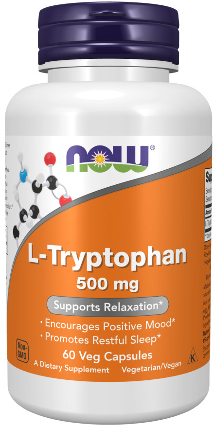 NOW FOODS L-Tryptophan 500 mg – 60 Veg Capsules Exp 04/25