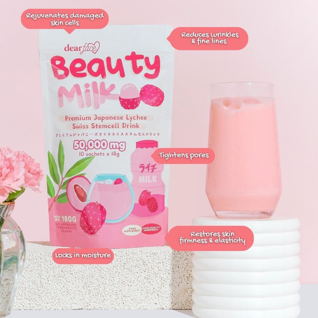 Dear Face Beauty Milk Premium Japanese Lychee Swiss Stemcell Drink (2 PACK)