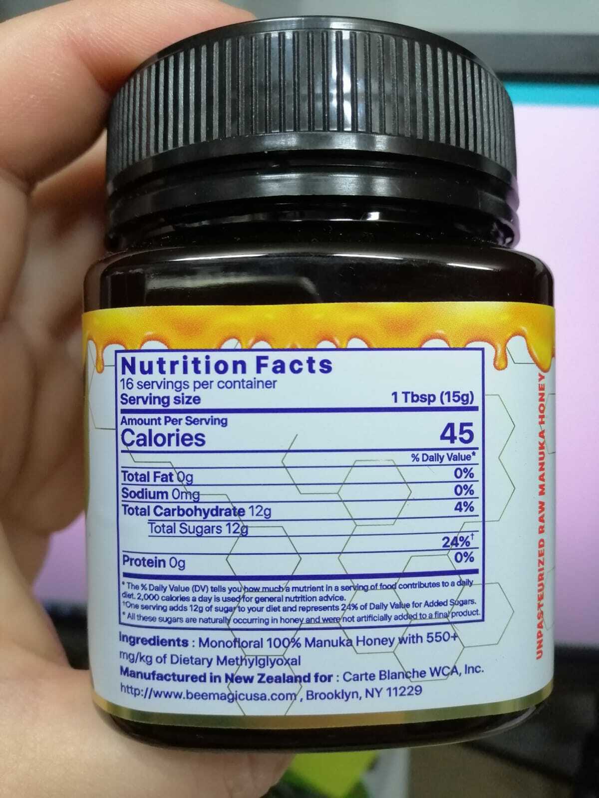MANUKA HONEY MGO550+ Bee Magic 8.8 oz( 250 gr), Kosher, Single barrel batch