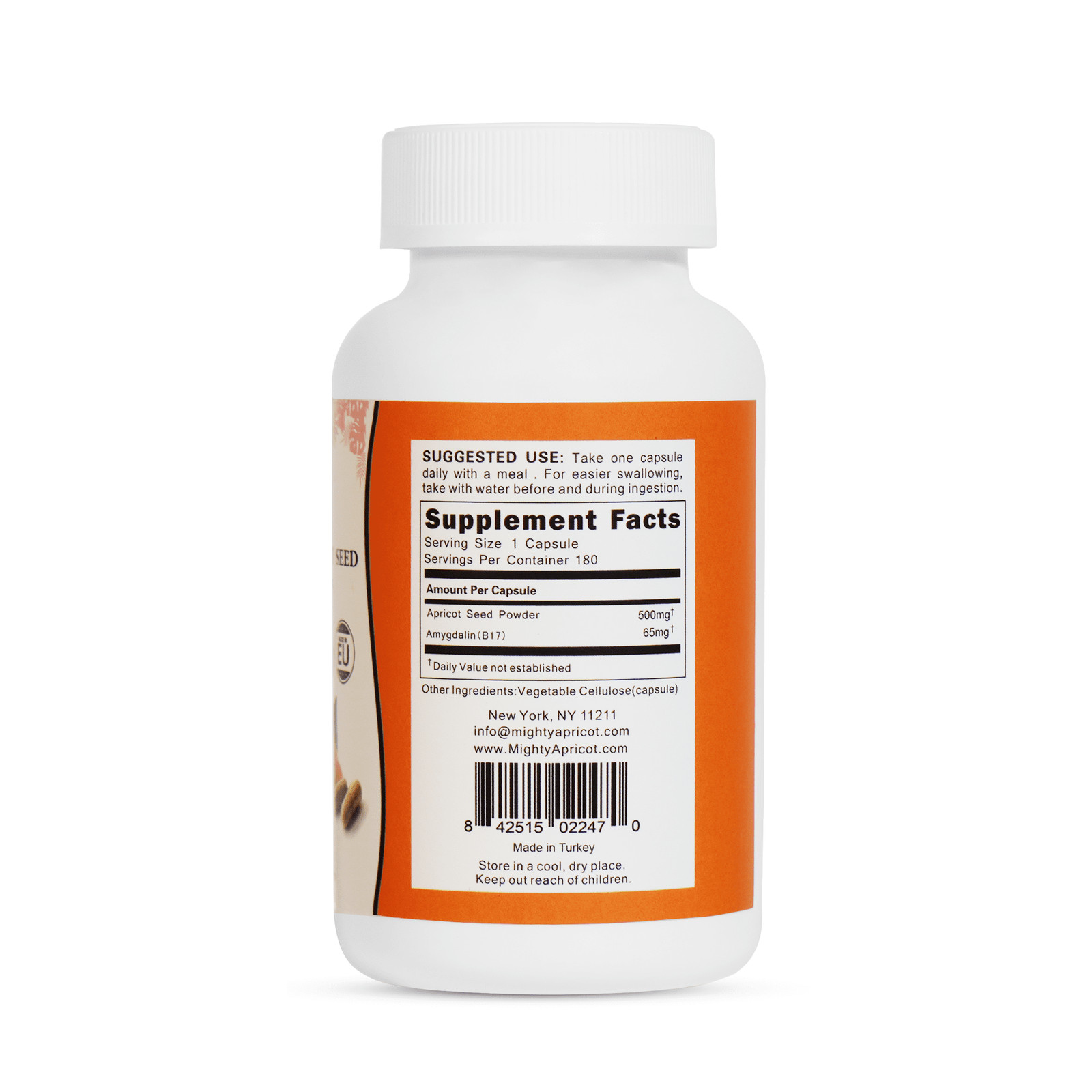 Mighty Apricot 10:1-500mg (180 Capsules), Apricot Powder