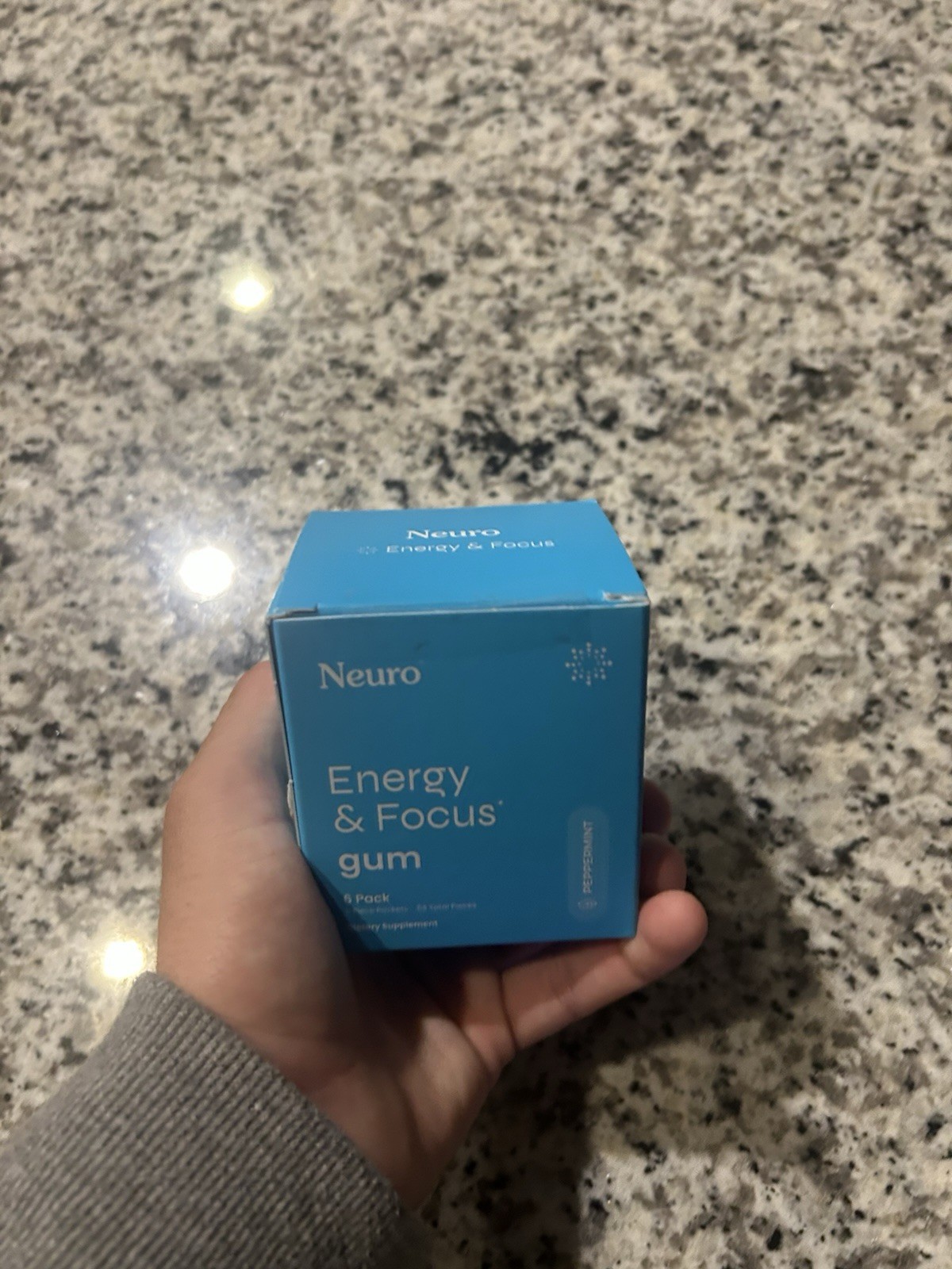 Neuro Energy & Focus Gum Peppermint 5 Pack (45 Pieces) Zero Sugar Vegan