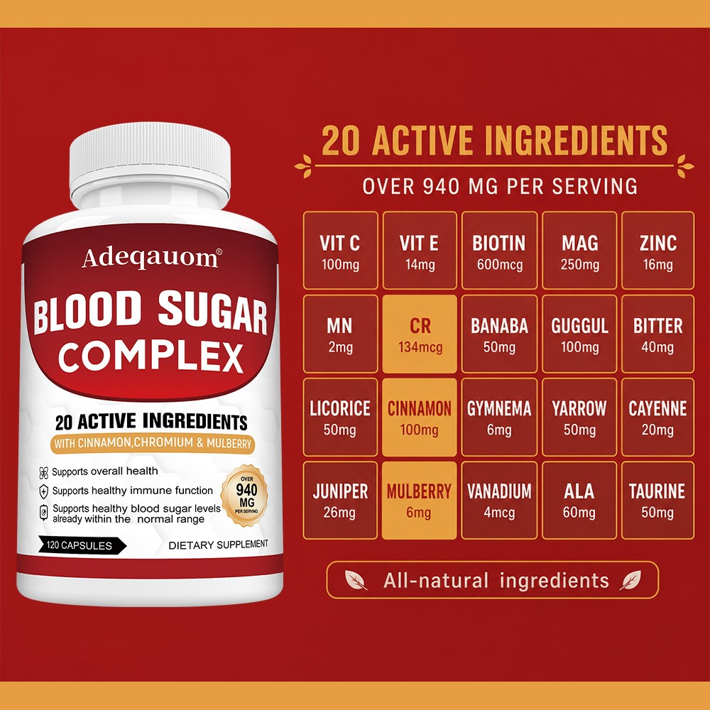 20 Active Ingredients for Balanced Glucose, Immune & Daily Wellness, 30~120 Caps