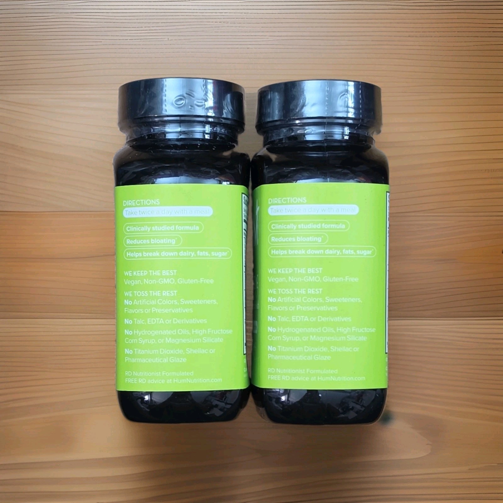 2 X HUM Flatter Me Debloat Digestive Support Vegan Non-GMO Gluten-Free 120 Caps