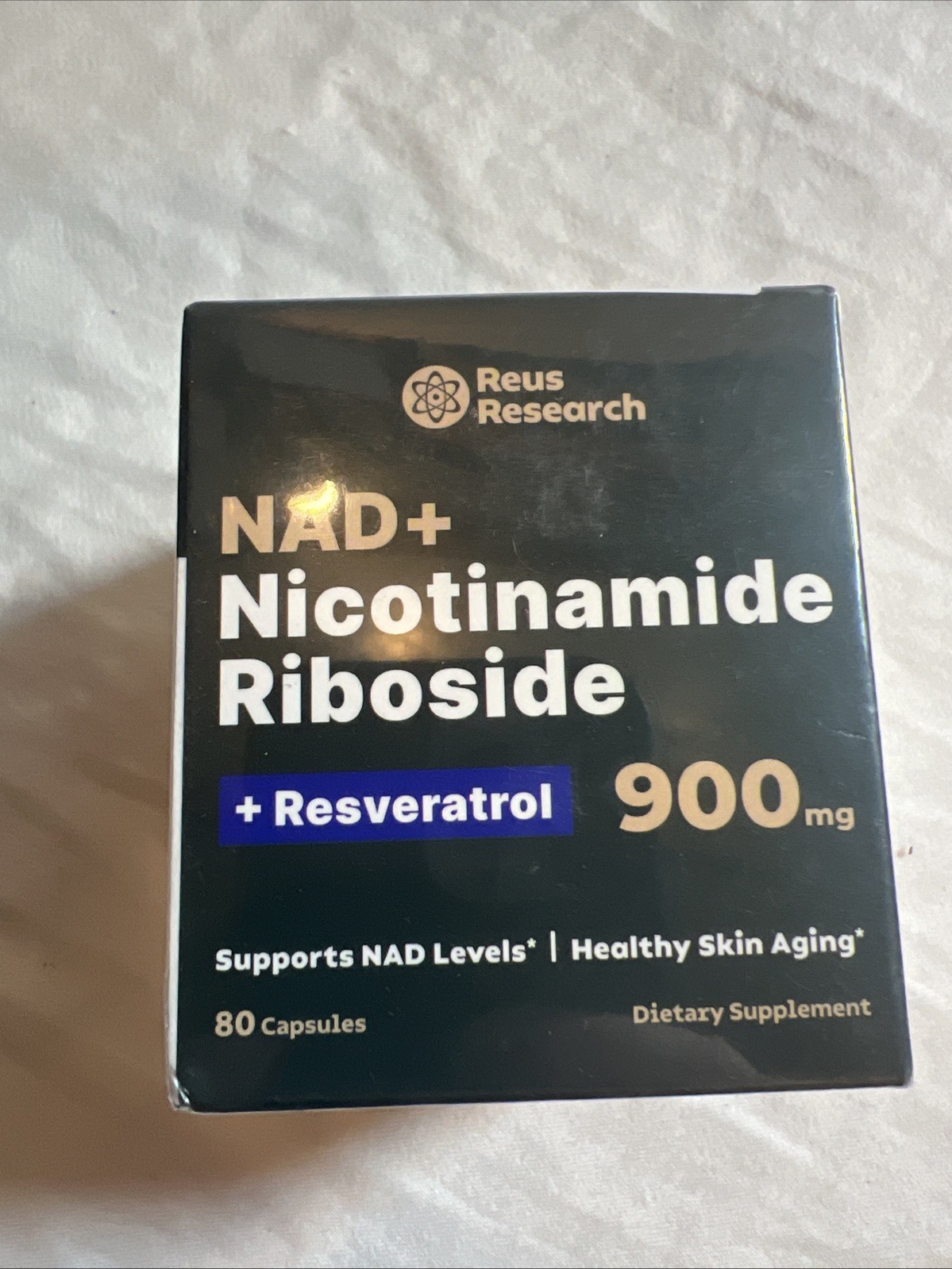 NAD+ Nicotinamide Riboside 900mg W/ Resveratrol 80 Cap, Healthy Skin Anti Aging
