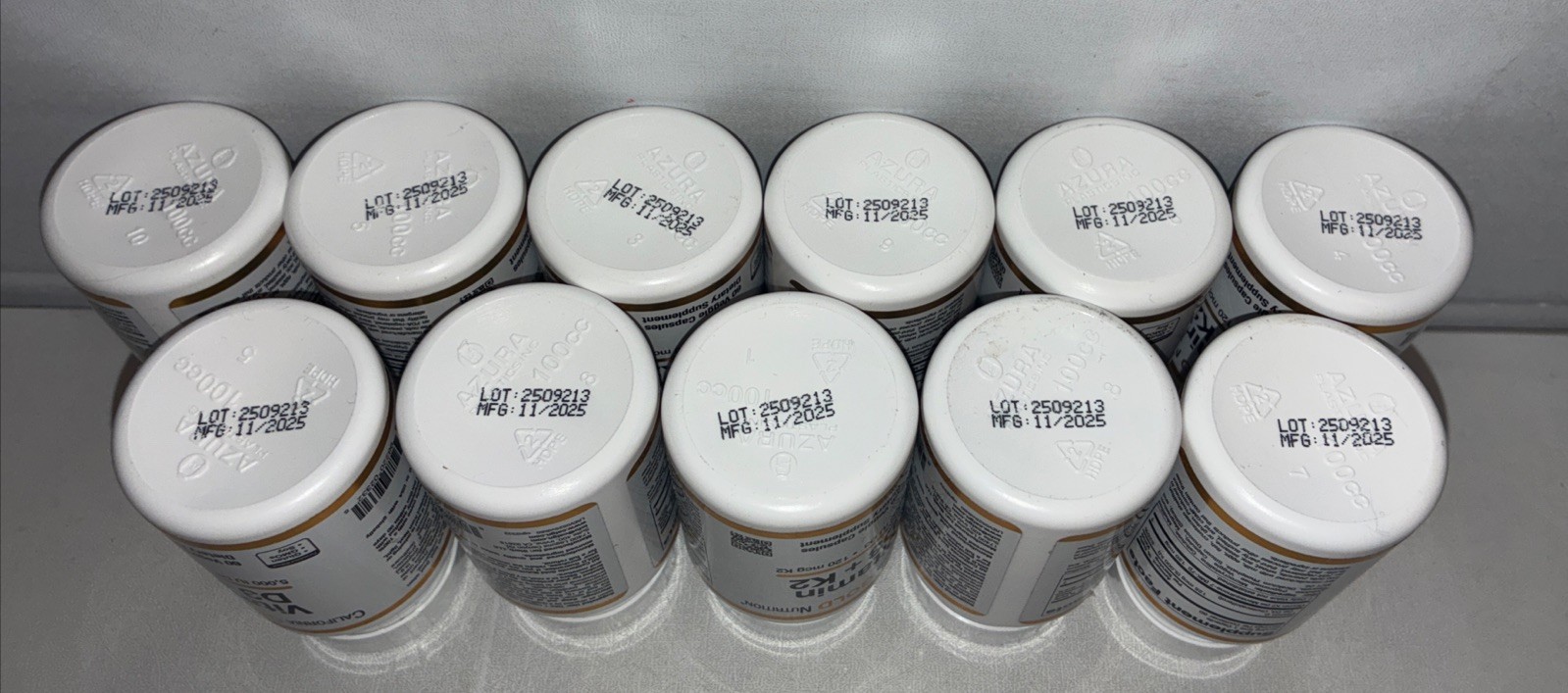 Lot Of 11-California Gold Nutrition Vitamin D3 + K2, 5,000IU, 120mcg K2/ 60 Caps