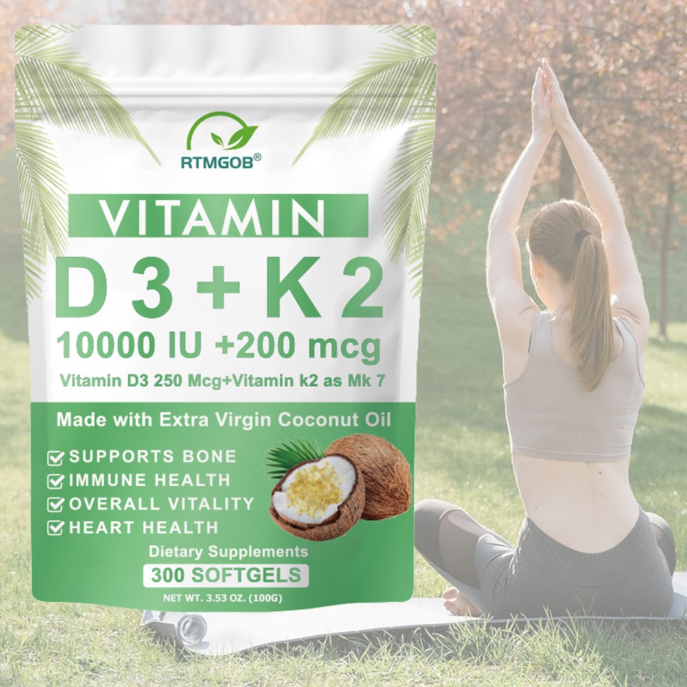 Vitamin D3 250 Mcg + Vitamin K2 as Mk7 10000 IU + 200 mcg Dietary Supplements
