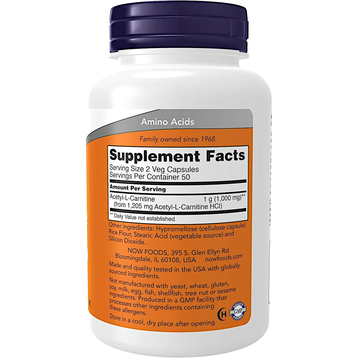 NOW Foods Acetyl L-Carnitine 500 mg., 100 Vegetarian Capsules