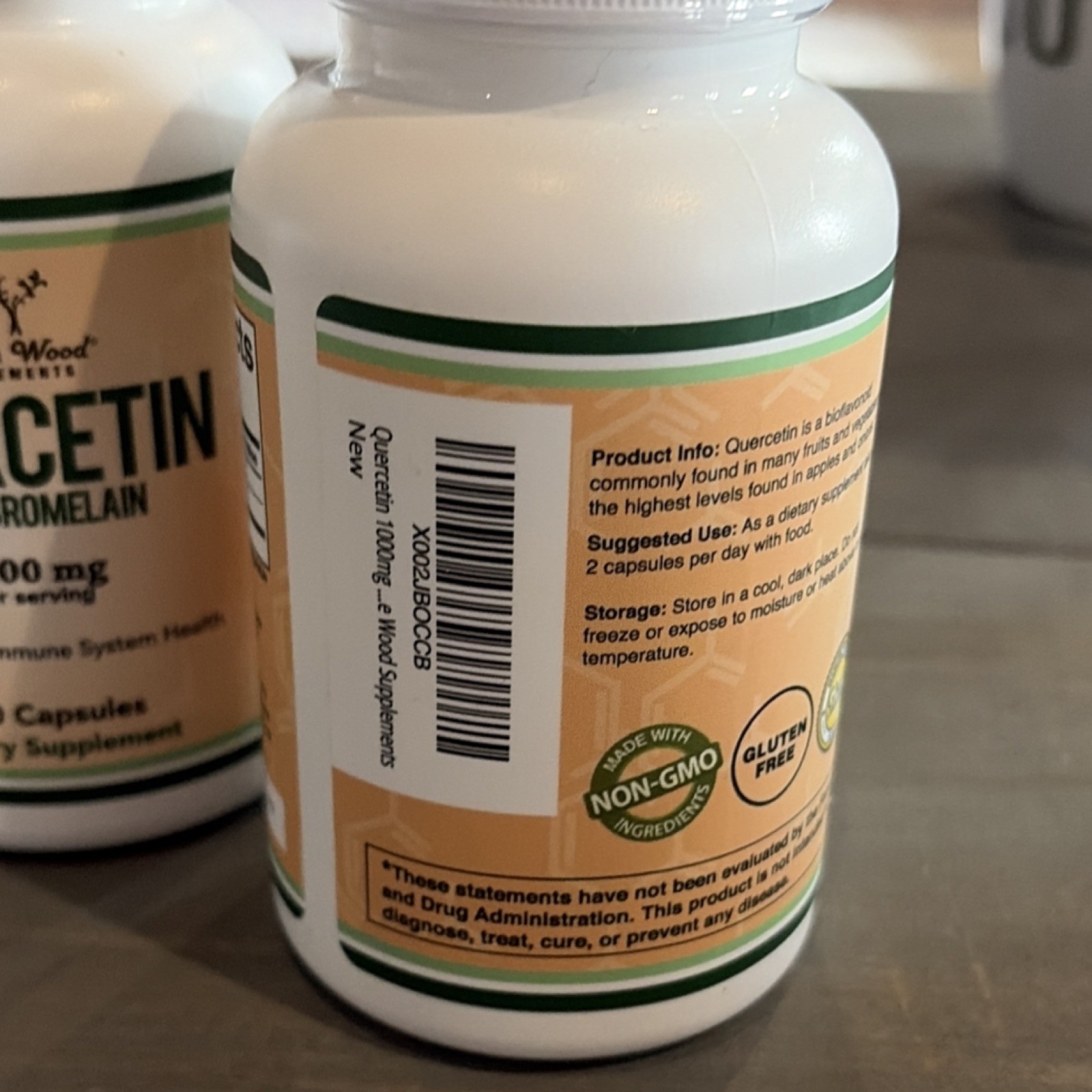 Double Wood Supplements Quercetin Bromelain 1200mg 120 Capsules Gluten-Free