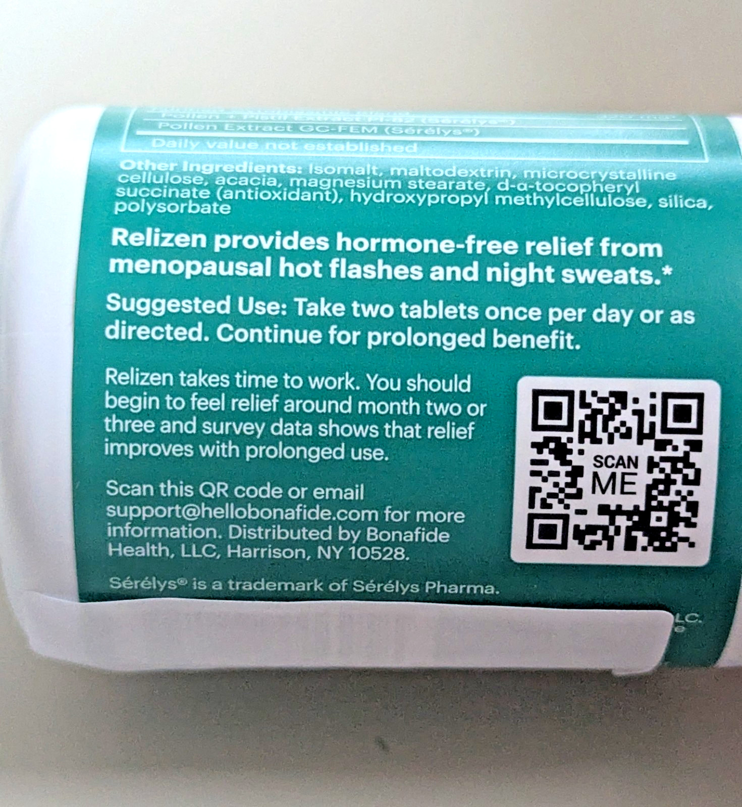 6 RELIZEN BONAFIDE Relief From Hot Flashes & Night Sweats 360 Tablets Total 8/26