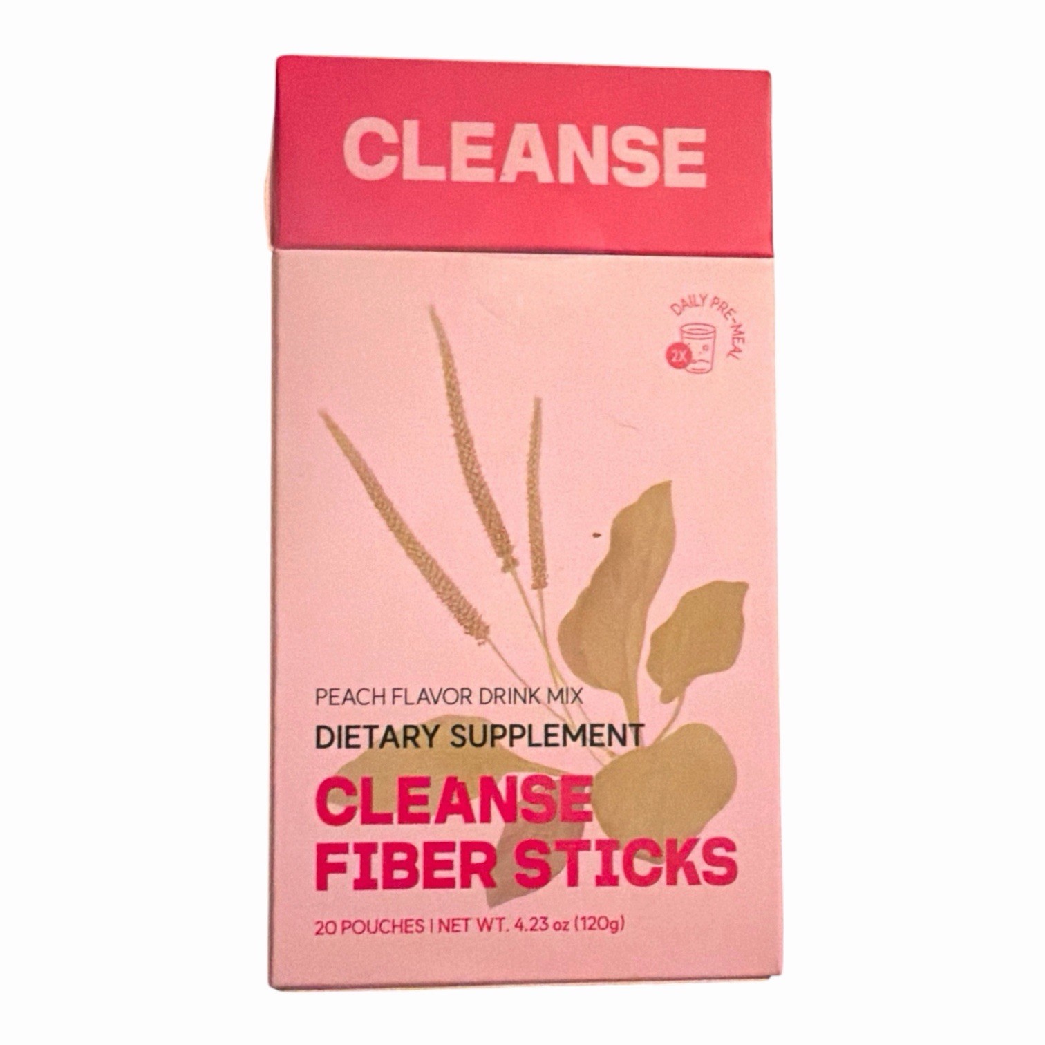 Cleanse Fiber Sticks Peach Psyllium Garcinia Drink Mix 20 Pouches Exp 12/2027