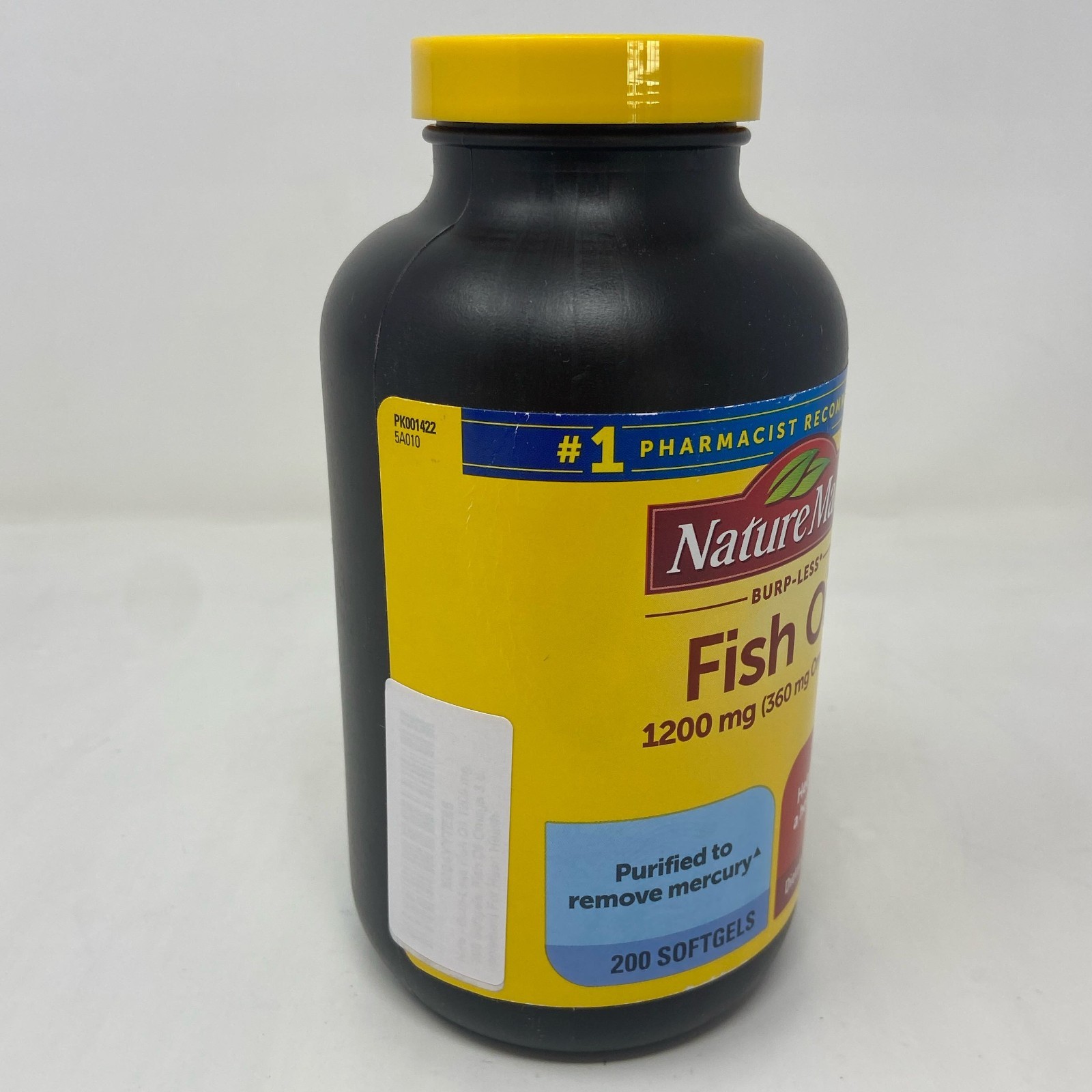 Nature Made Burp-Less Fish Oil 1200mg 200 Softgels Yellow/Black Bottle