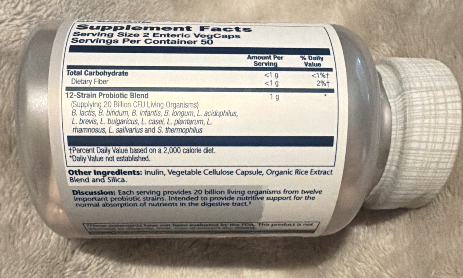 Solaray Multidophilus Probiotic 12 Strains 20 Billion CFU Enteric 100 VegCaps