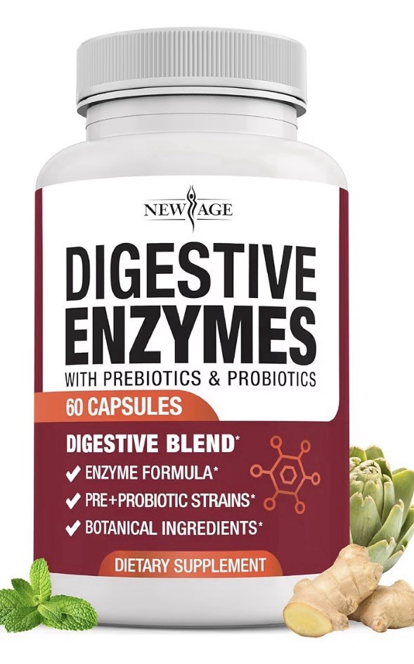 3 Packs NEW AGE Digestive Enzymes for Gut Digestive Health Probiotic Prebiotics