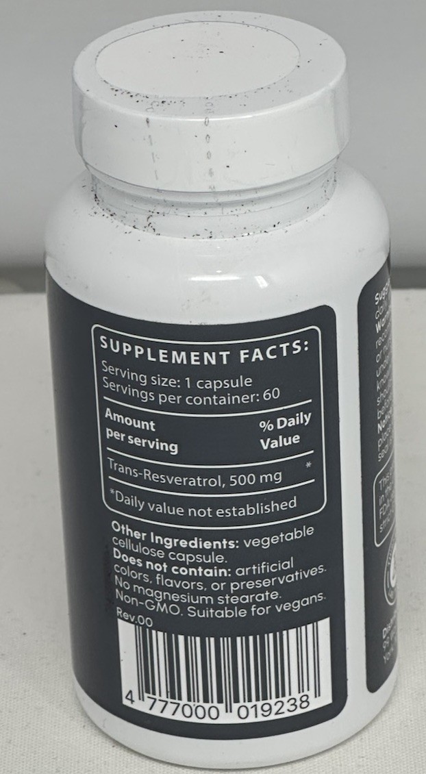 partiQlar Pure Trans-Resveratrol 500mg Capsules 60 Ct Vegan Non-GMO Exp 12/2027