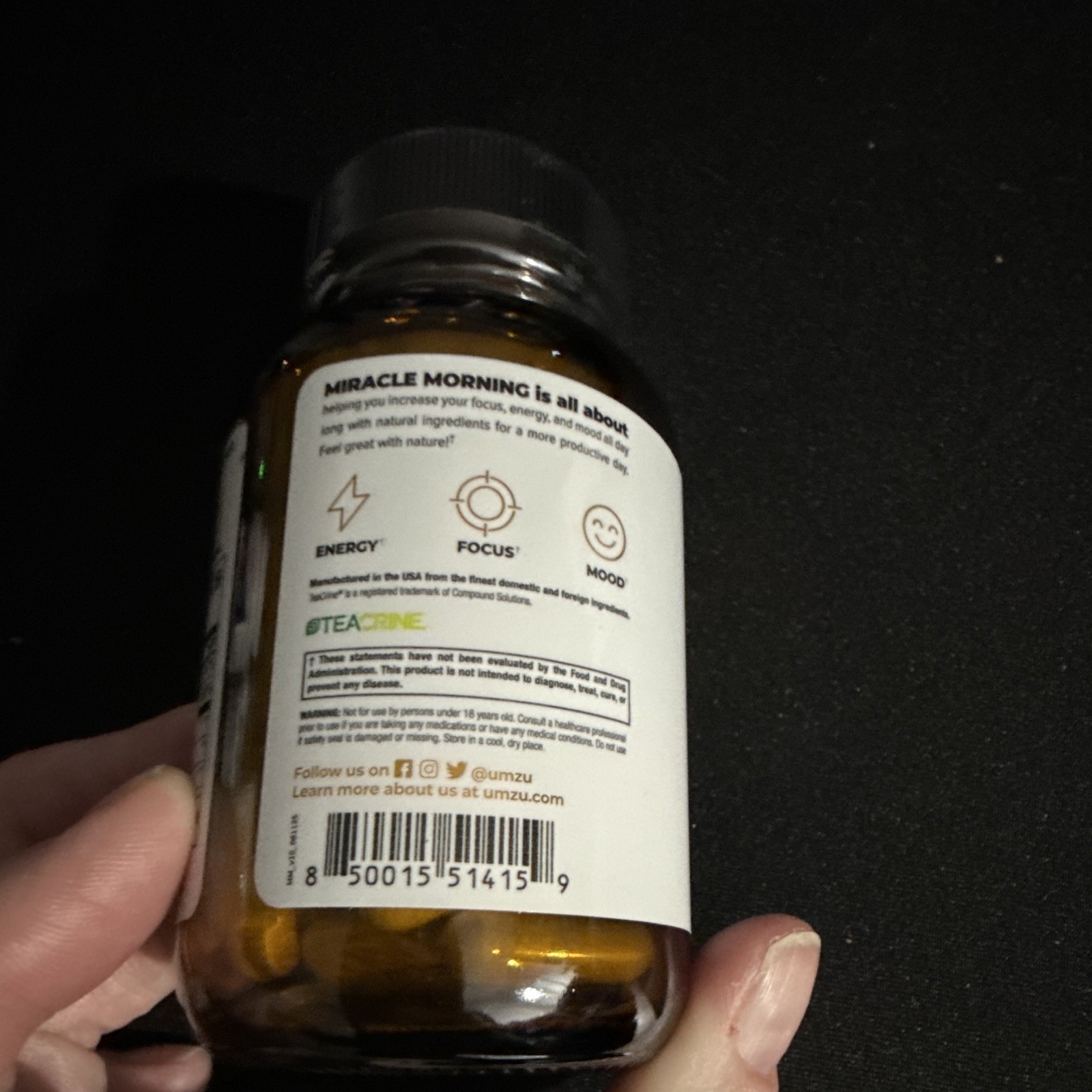 UMZU Miracle Morning Energy + Cognitive Support 30 Caps Exp 10/2027
