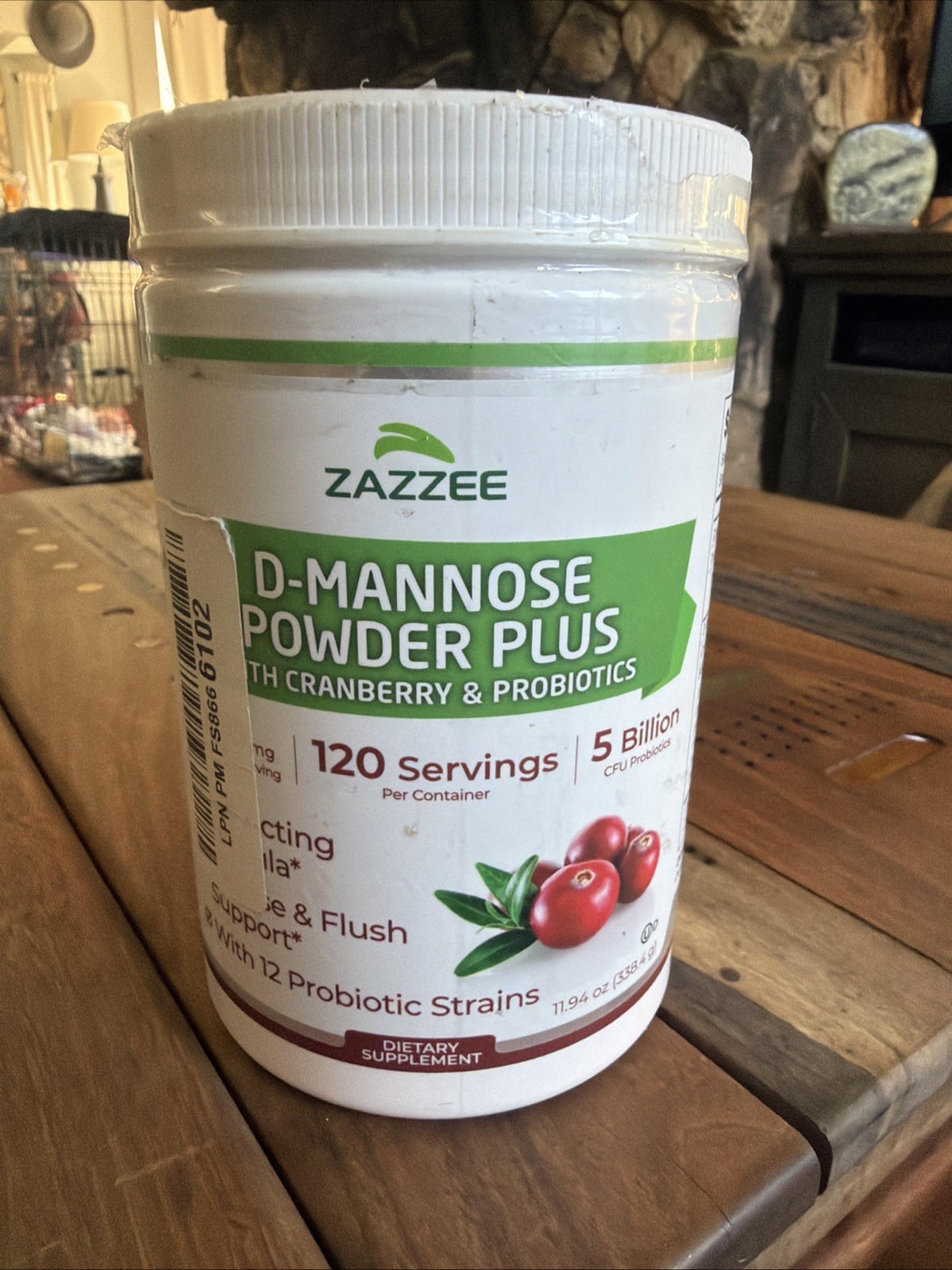 ZAZZEE D-Mannose Powder Plus Cranberry Probiotics 11.94 oz 2000mg Non-GMO 12/27