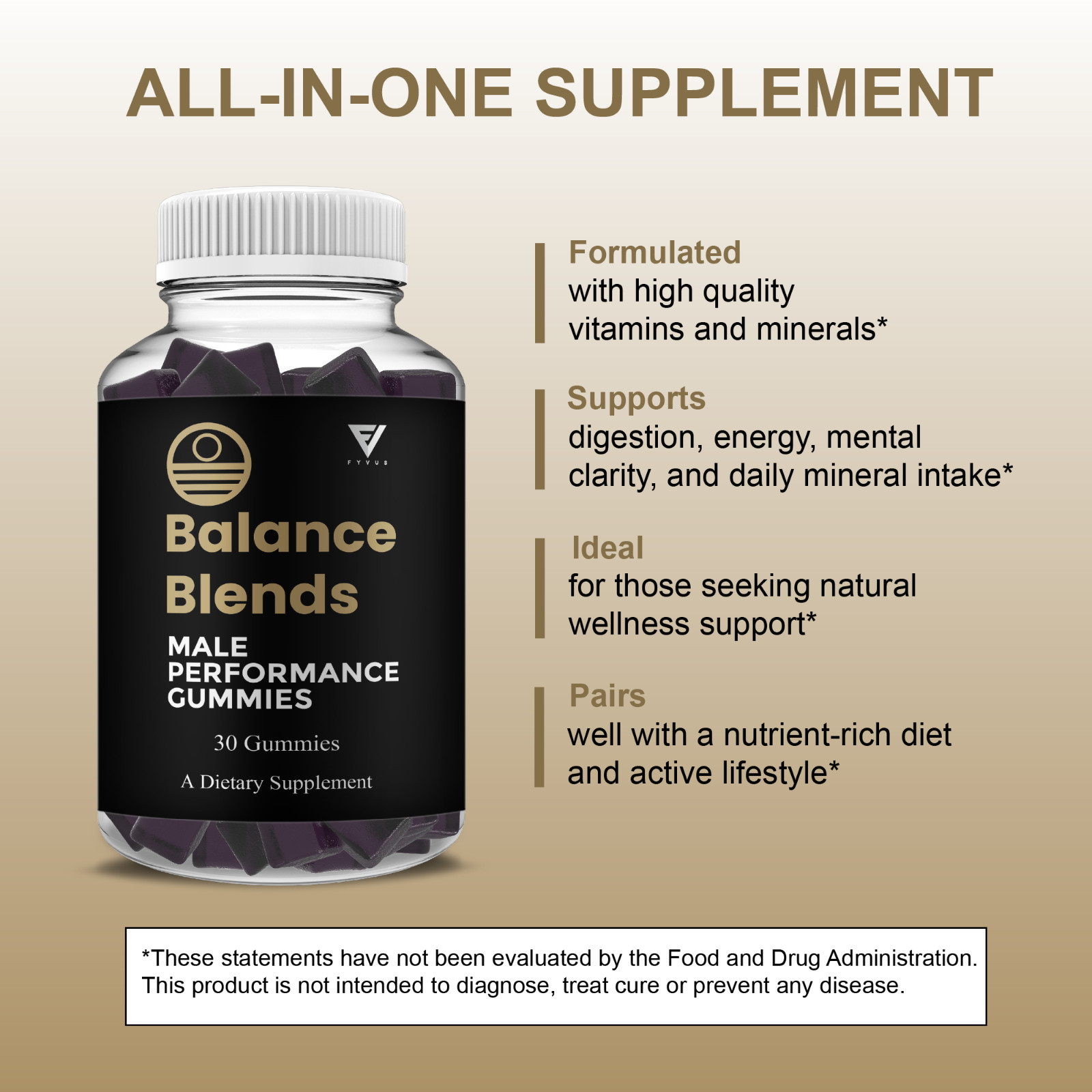 (3 Pack) Balance Blends Male Performance Gummies, BalanceBlends (90 Gummies)