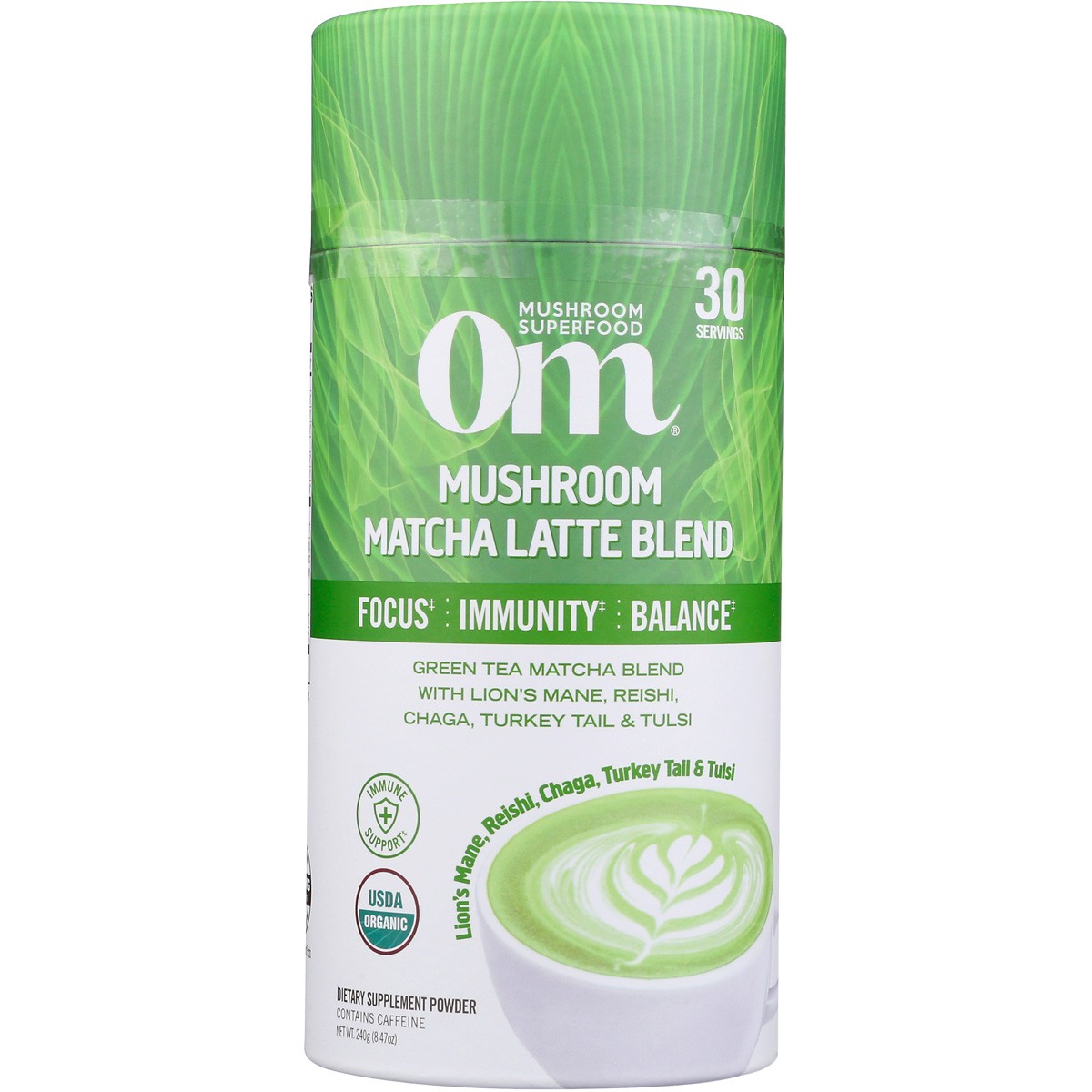 Om Mushroom Matcha Latte Blend Powder 240G Organic 8.47 Oz 1 Pack