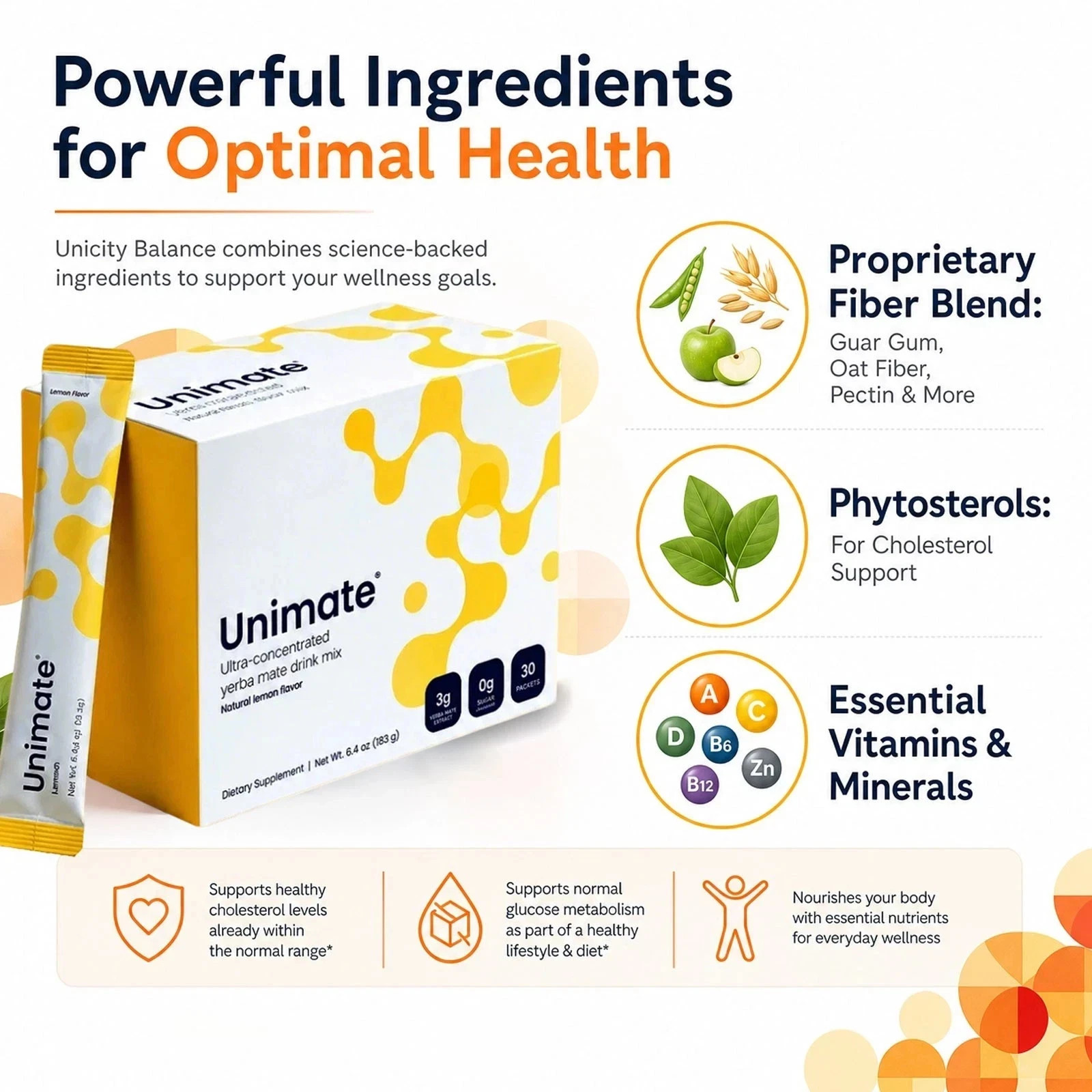 Unicity Unimate Leamon Flavor Supplement-30-count pack-Freshs- Energizing1