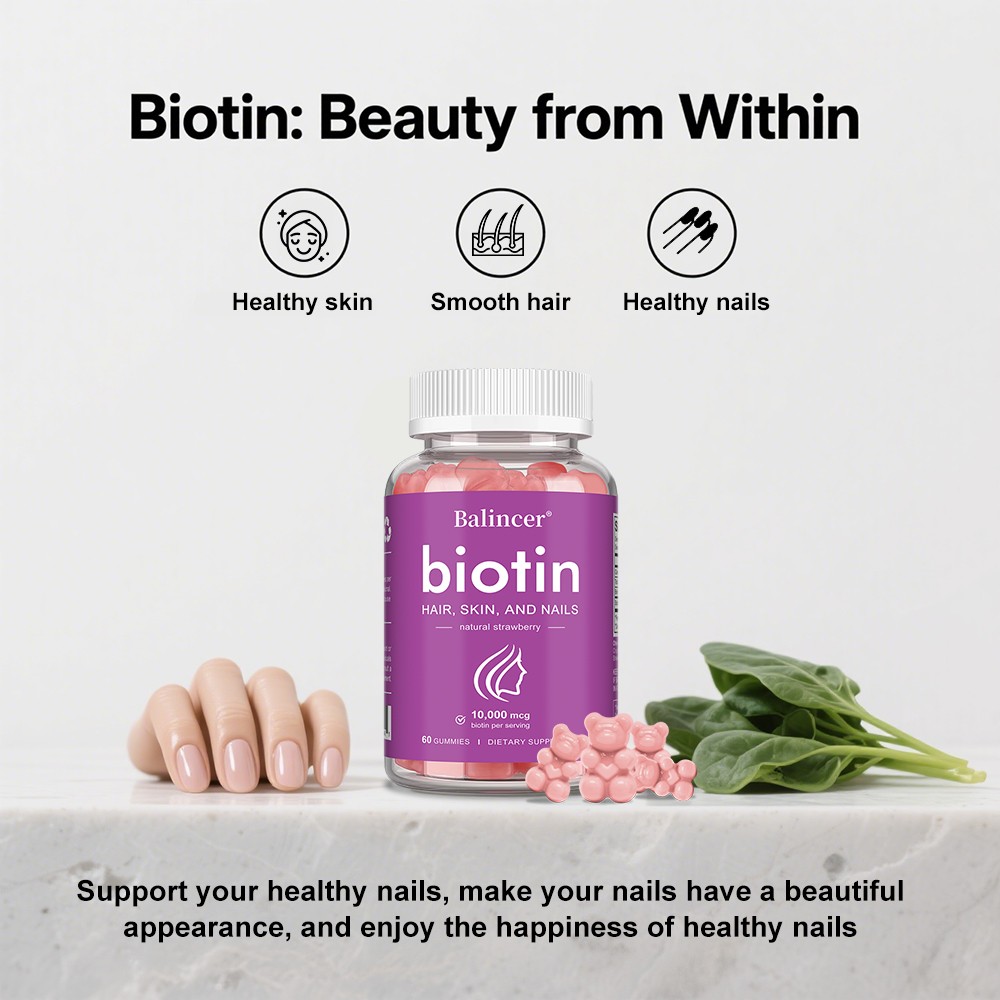 10000mcg Biotin B7 Gummy Vitamin,Beauty Supplement to Shiny Hair,Clear Skin 60CT