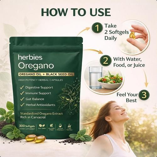 Organics Oregano and Black Seed Oil Capsules, 6000mg Oregano Extract, 300 Softge