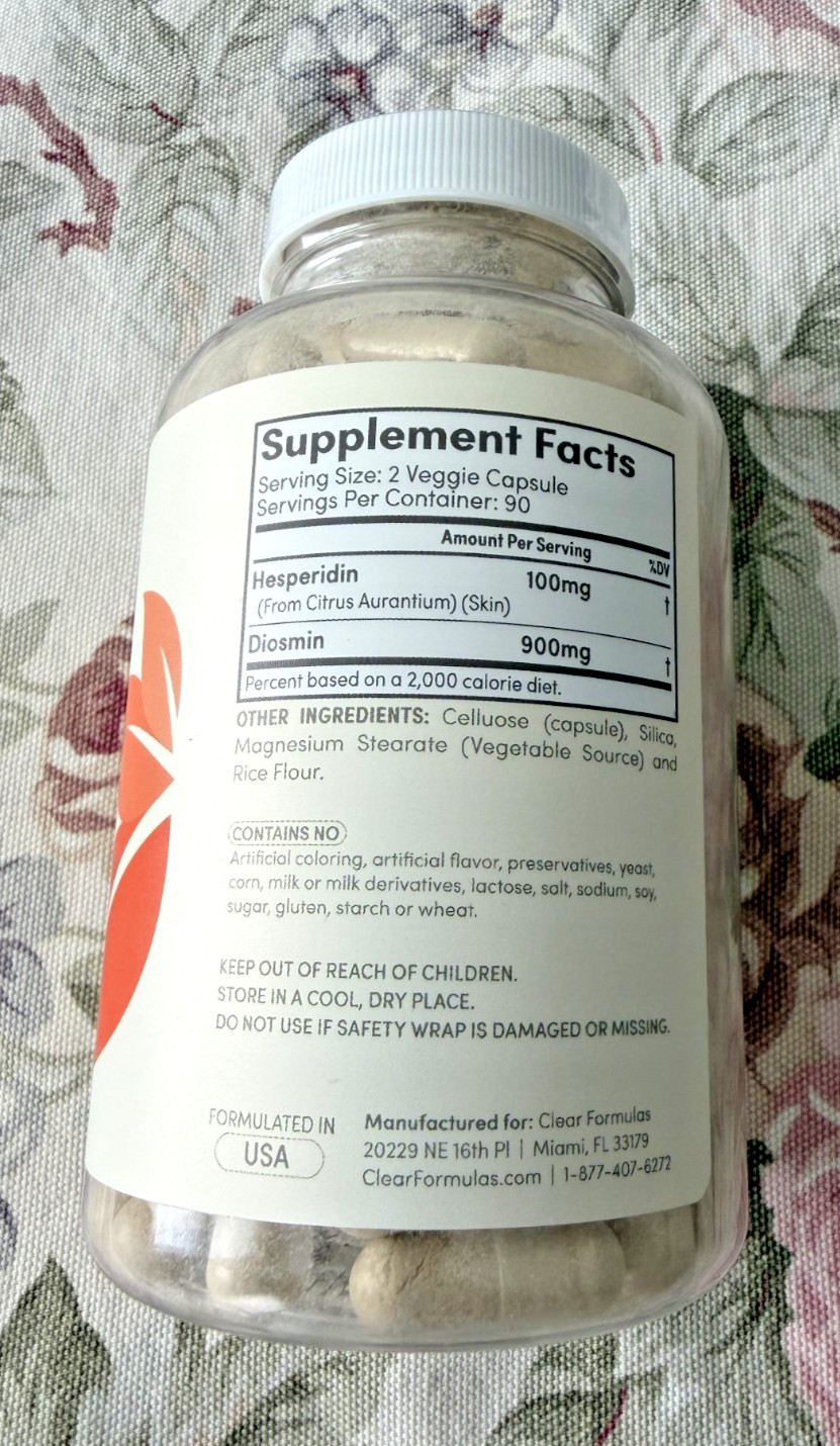 Diosmin Hesperidin 1000mg Circulation and Vein Support Supplement – High Strengt