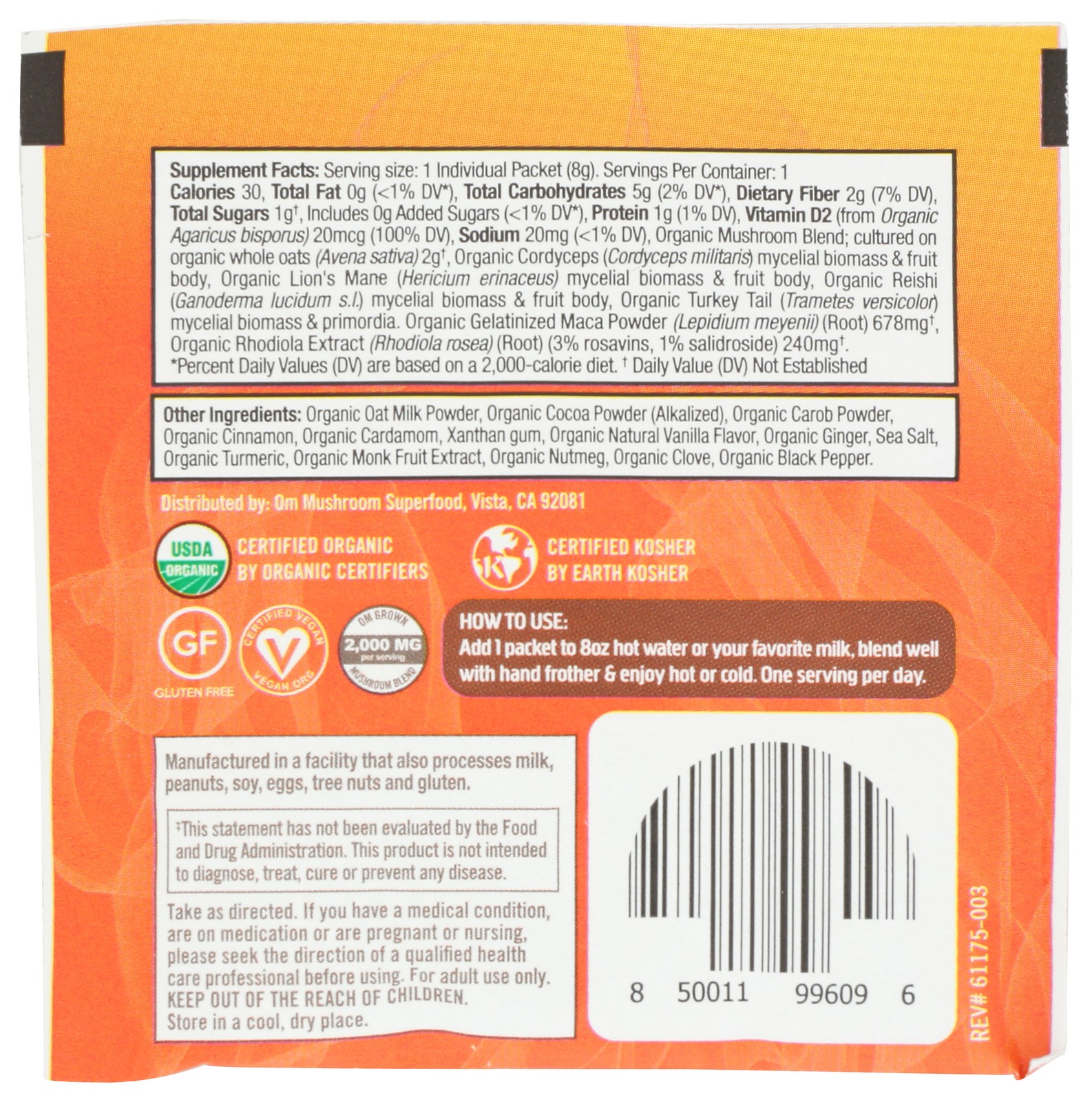 Morning Energy Mushroom Powder Superfood Supplement By Om 28 Oz 10 Pack