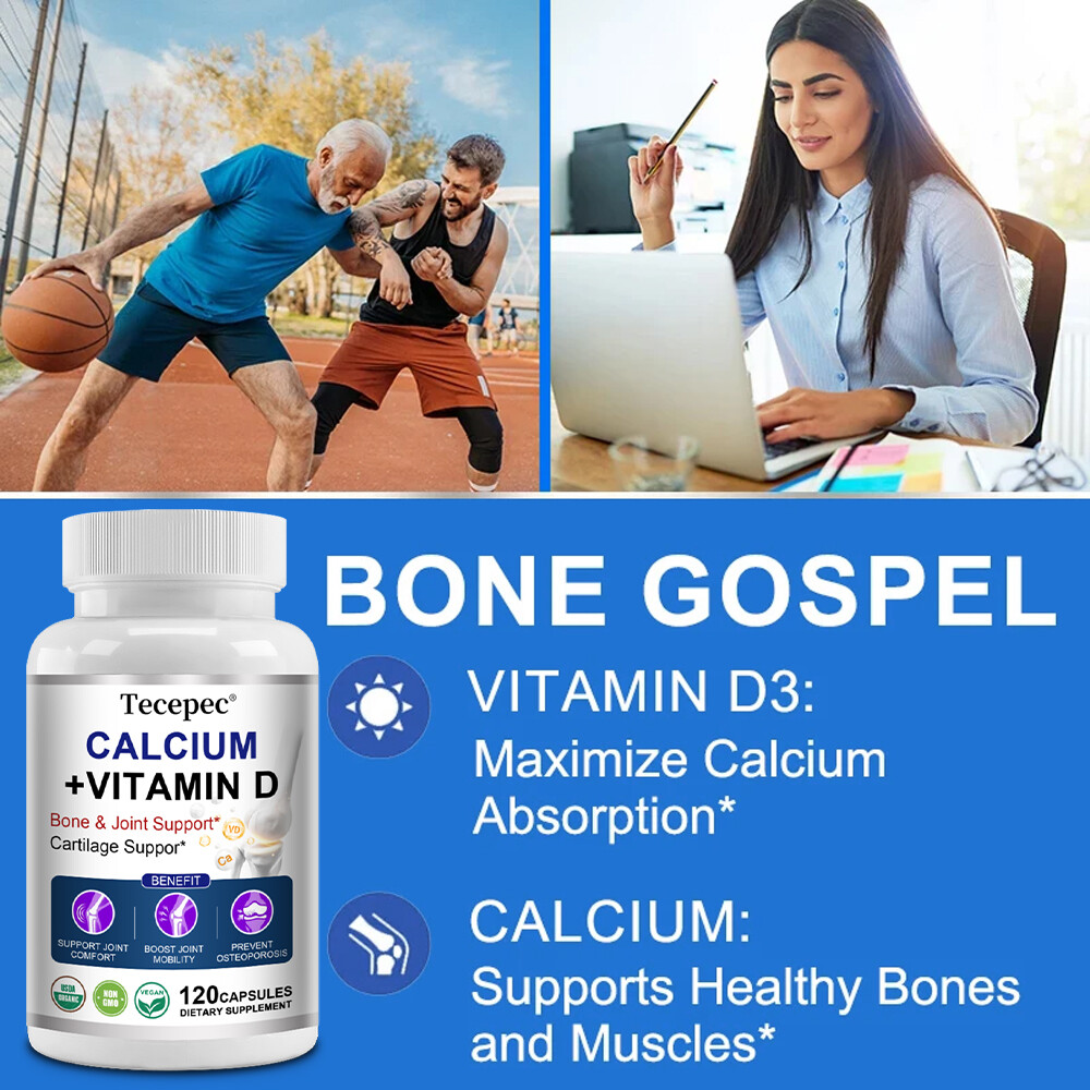 Calcium with Vitamin D3, Bone & Joint, Cartilage Support 30 to 120 Capsules