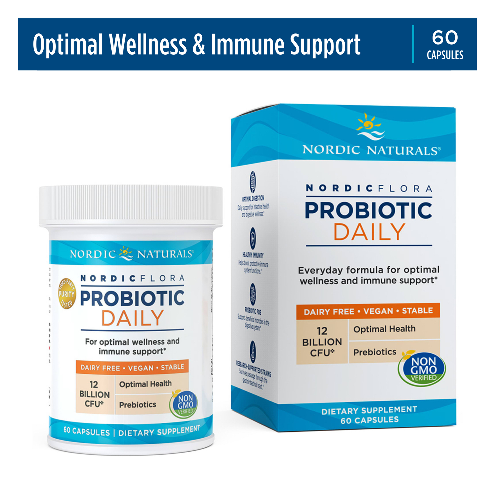 Nordic Naturals Nordic Flora Probiotic – Daily Probiotic, Vegan, 60 Count