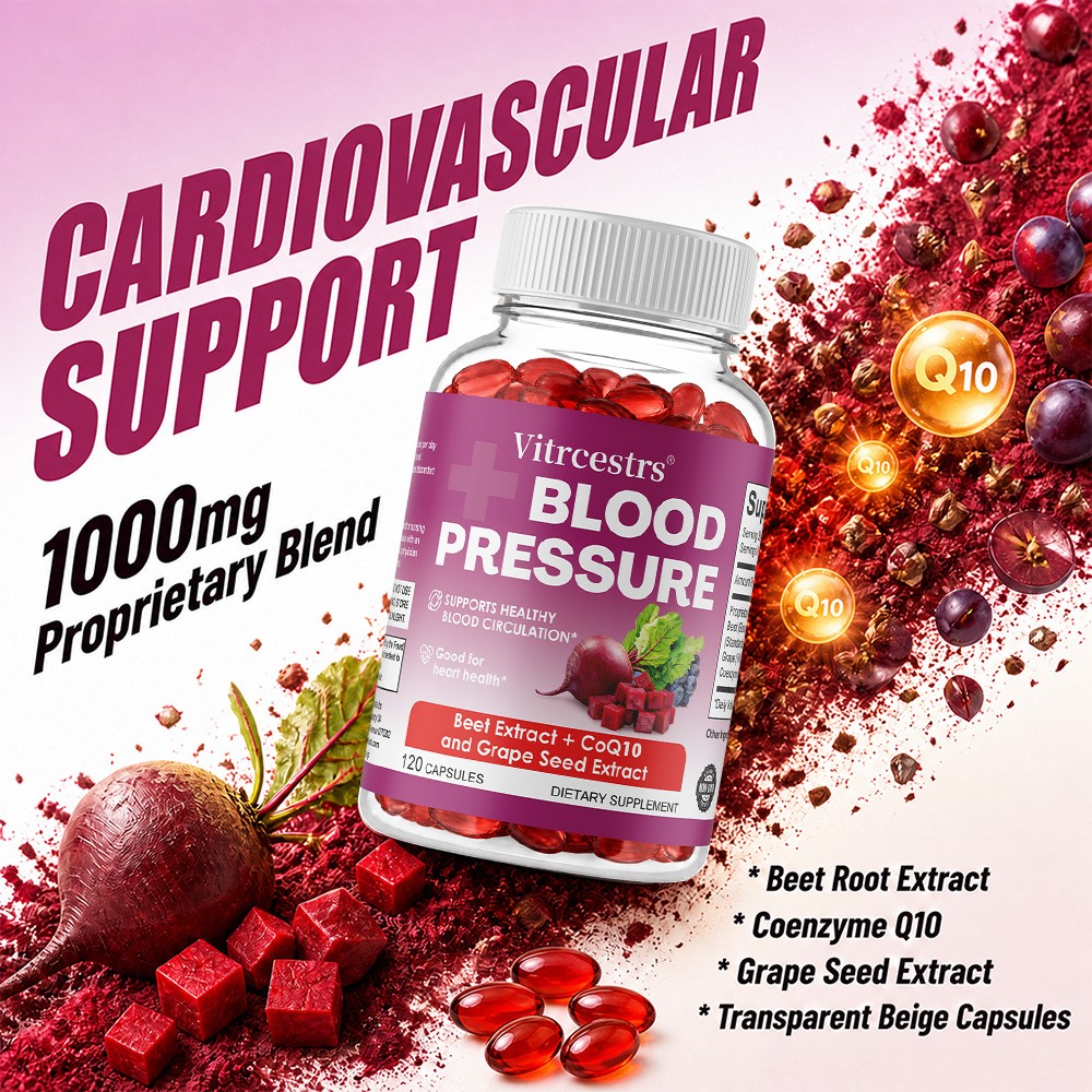 Beet Root CoQ10 Grape Seed,Blood Pressure&Cardiovascular Circulation,30~ 120Caps