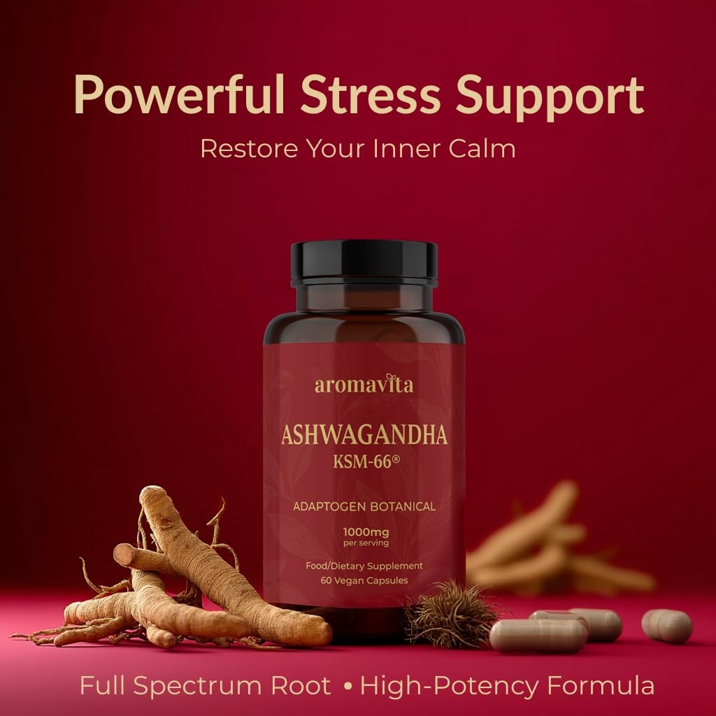 AROMAVITA Ashwagandha Capsules – KSM-66® 1000mg Daily 1 Count (Pack of 1)