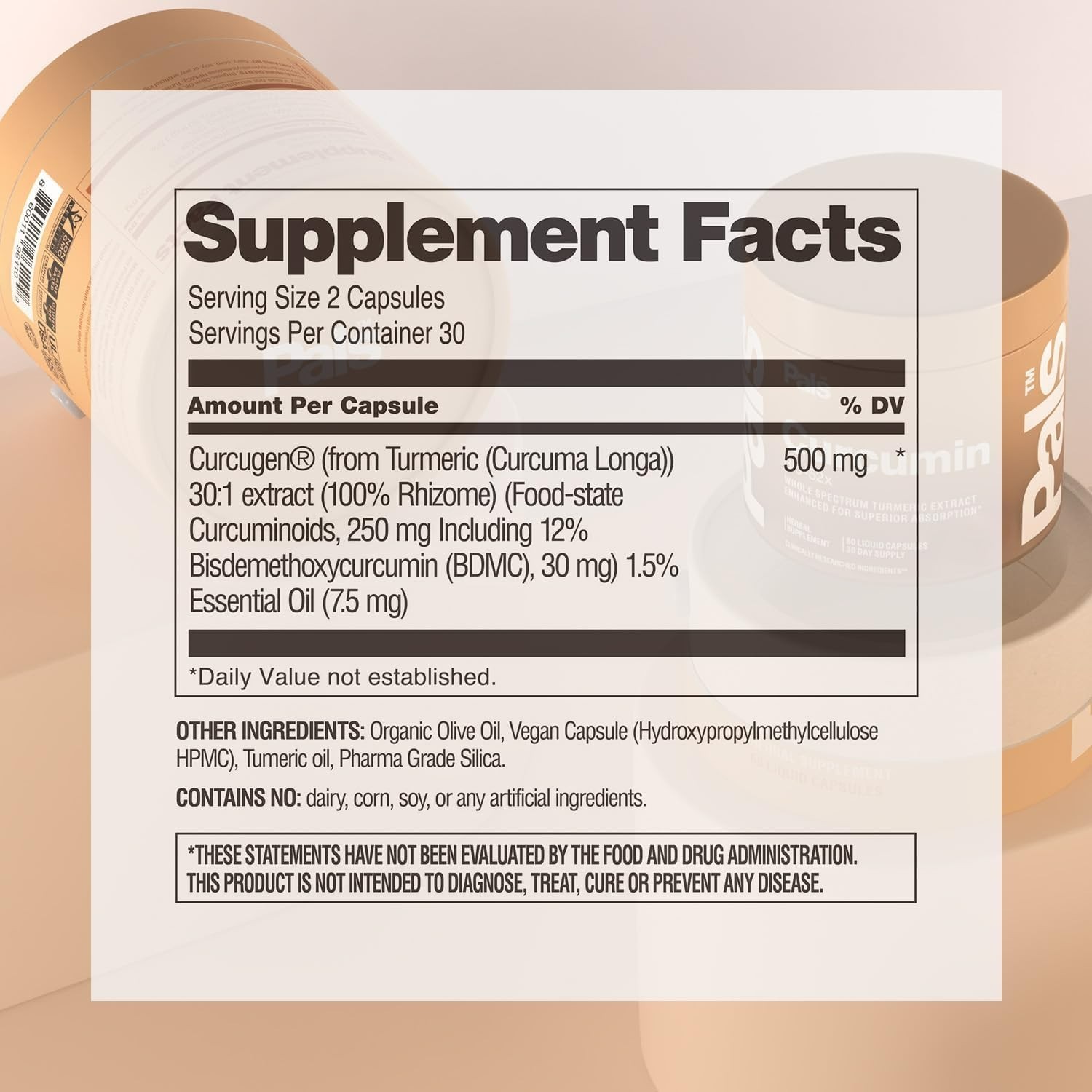 Pals Curcumin – 500mg – 60 Liquid Capsules – 05/2027