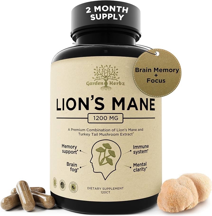 Lion’s Mane Turkey Tail Mushroom Extract Garden Herbz Dietary Supplement