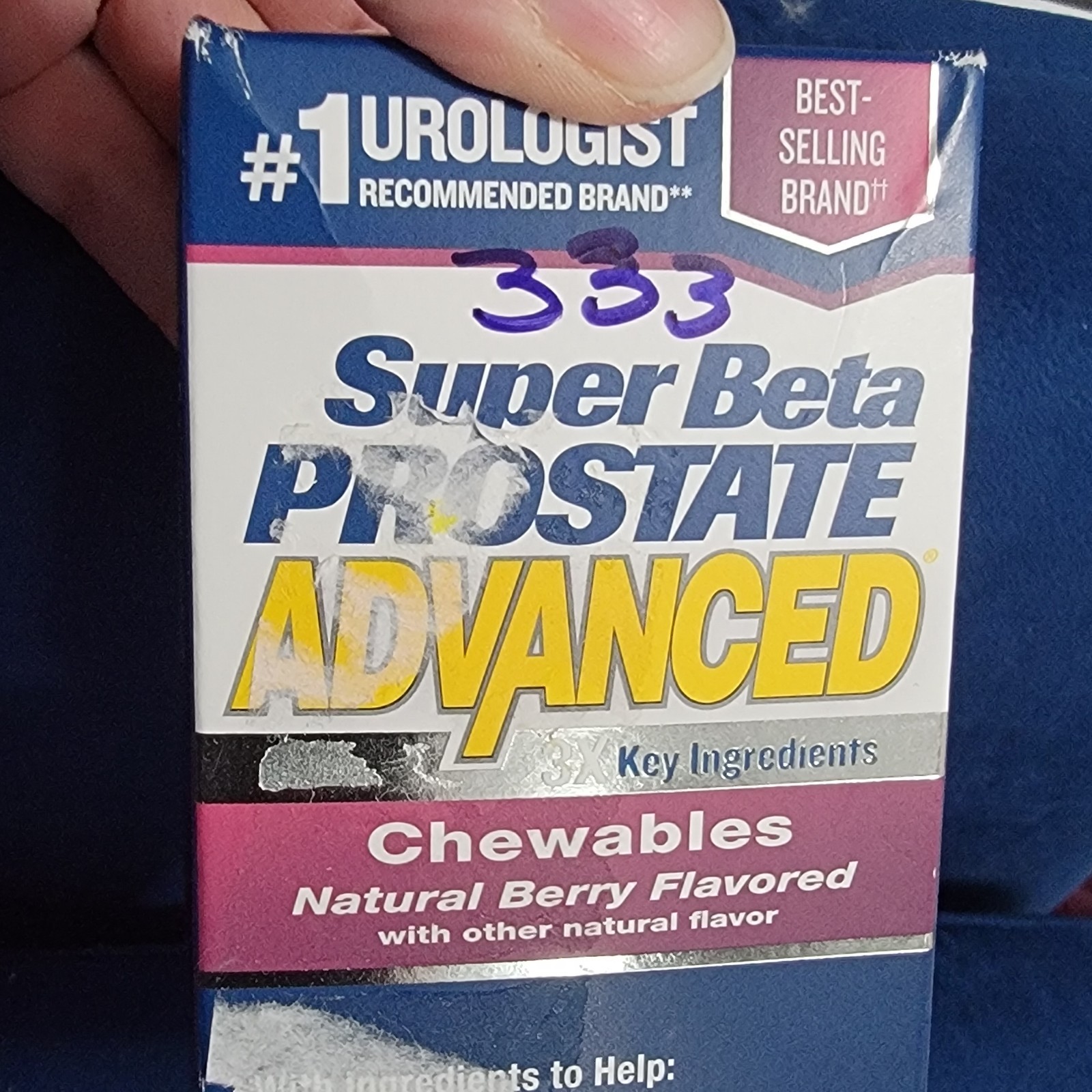 Super Beta Prostate Advanced Chewable 60 Count Natural Berry Flavor Dietary Supp