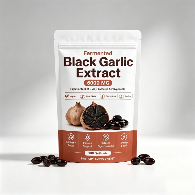Black Garlic Extract Softgels 300ct, Odorless Vegan Non-GMO Supplement