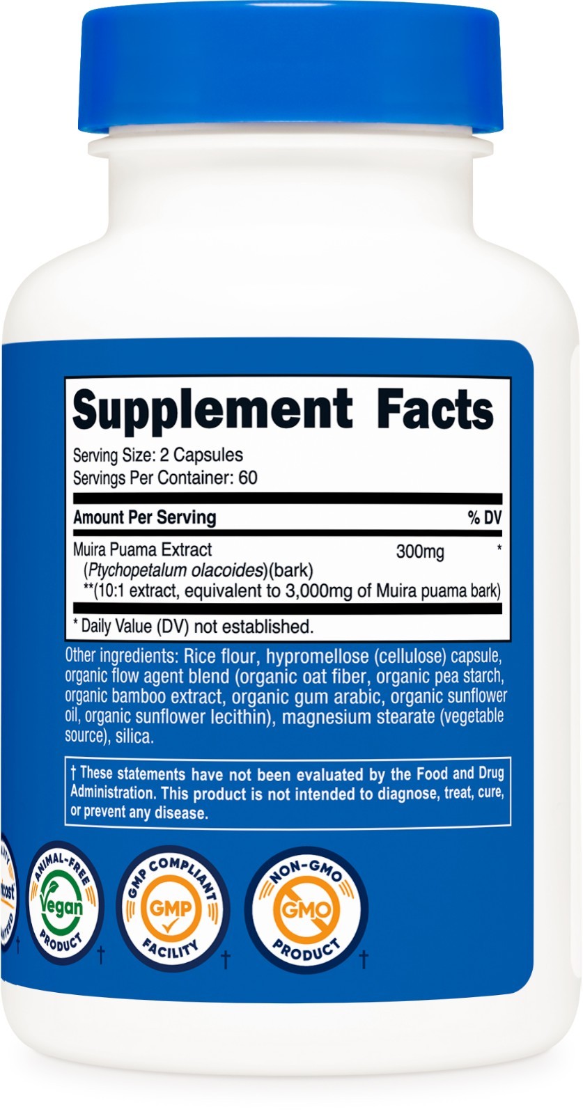 Nutricost Muira Puama Extract (3,000mg Equivalent) 120 Vegan Capsules