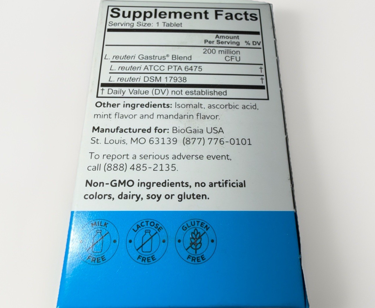 BioGaia Gastrus Probiotic, Gut Health, Dual Strain, 30 Chewable Tablets
