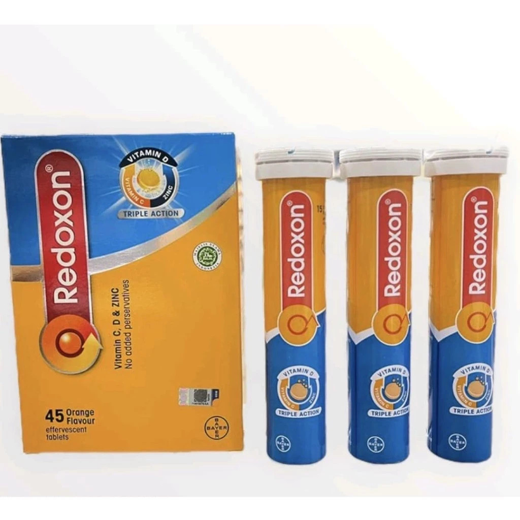Redoxon Triple Action Effervescent Vitamin C D3 Zinc Orange Tablets 45s