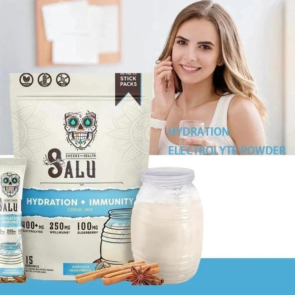 Salud 2-in-1 Hydration & Immunity Electrolyte Powder. Vegan