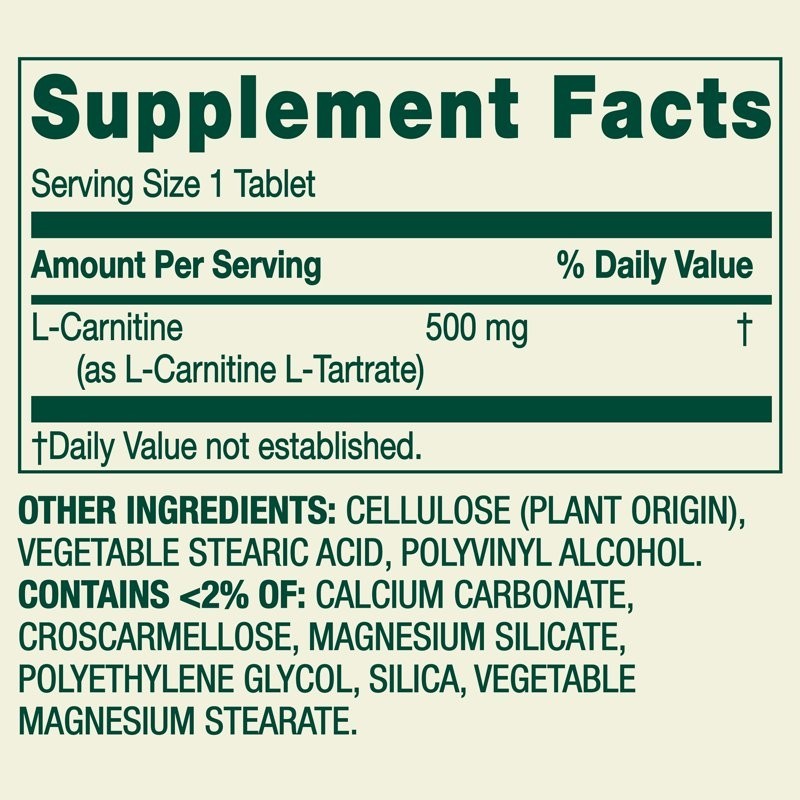 Spring Valley L-Carnitine 500mg 30 Ct | Amino Acid Supplement for Energy