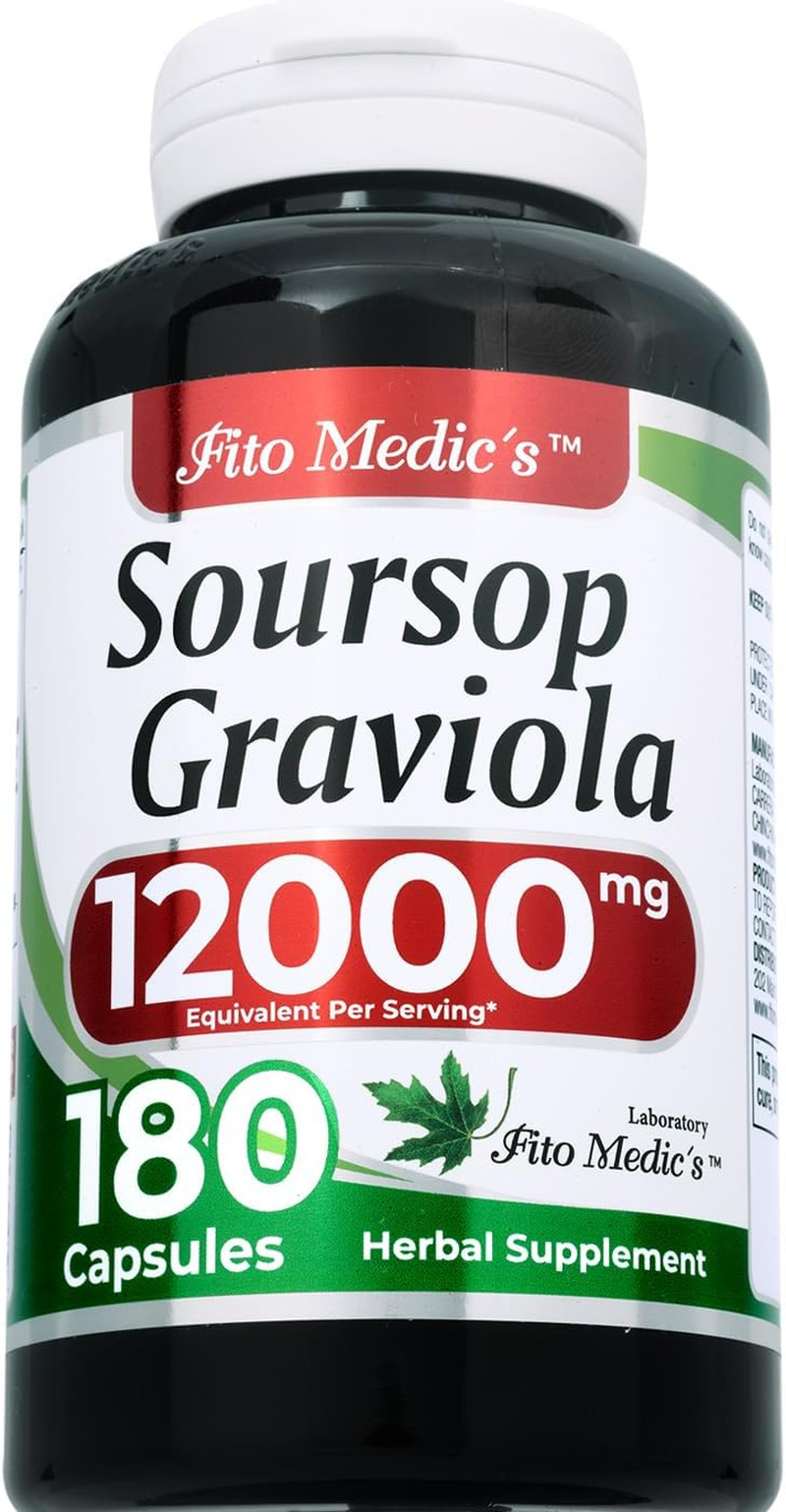 FITO MEDIC’S Soursop Graviola Extract, 180 Capsules, 12000mg, High Absorption