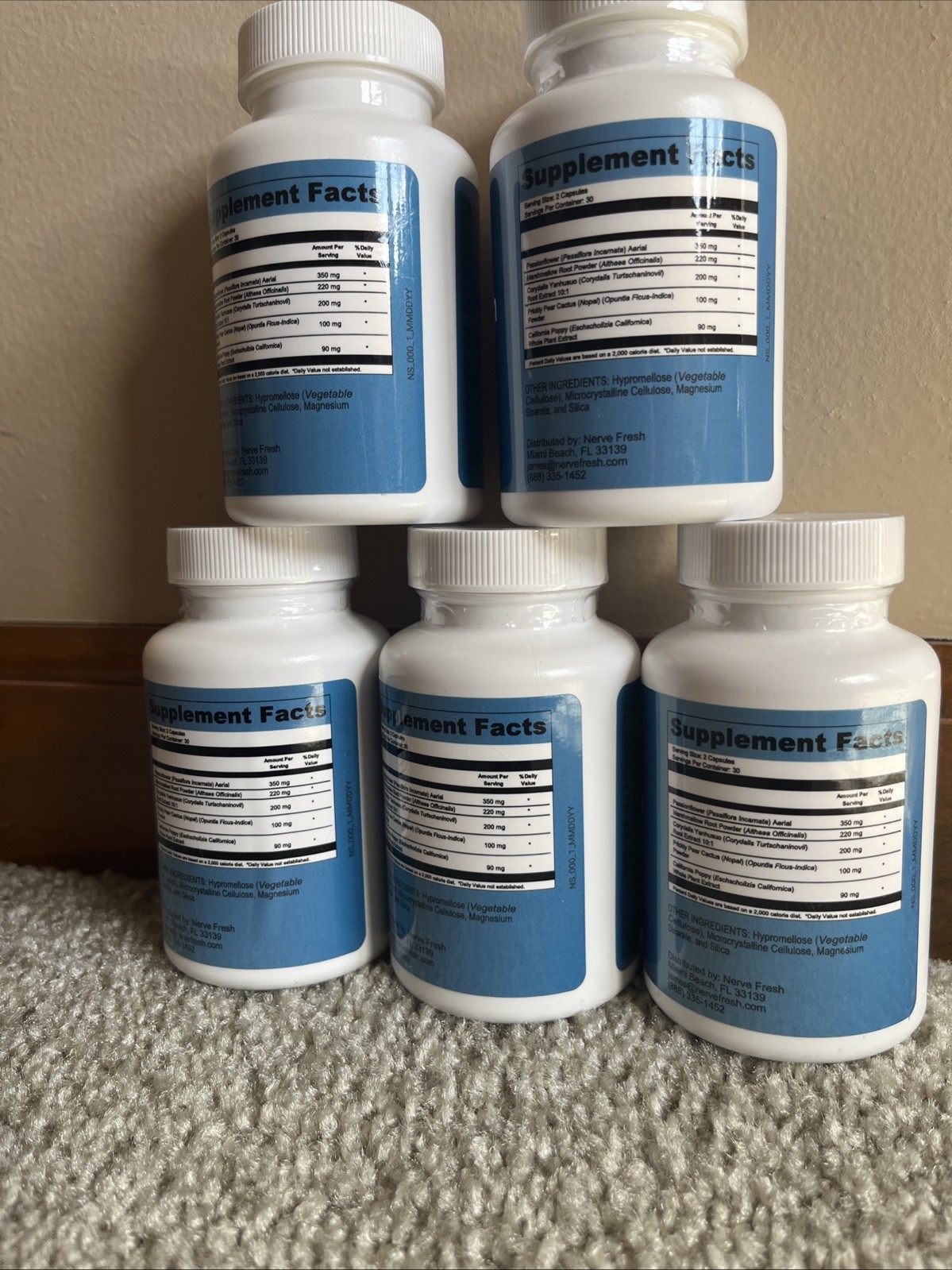 NERVE FRESH 5-Bottle LOT Factory Sealed New Exp09/26 see desc