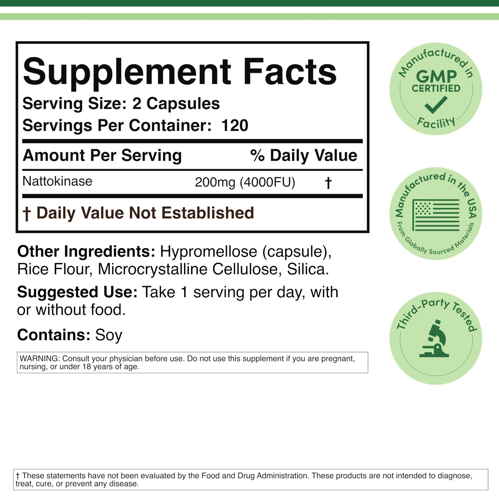 Nattokinase Supplement 4,000 FU Servings, 240 Capsules 240 Count (Pack of 1)