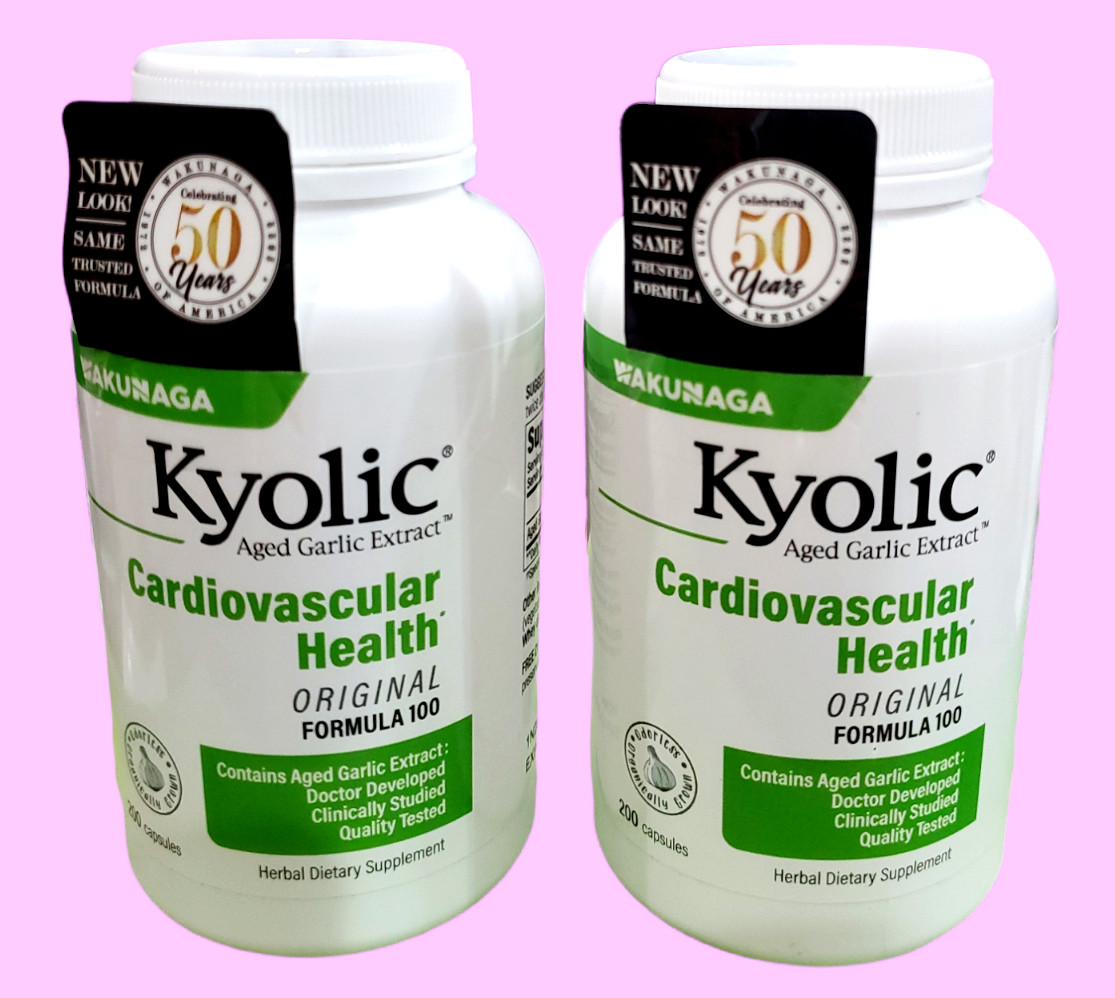 2 PACK (200 +200 capsules) Kyolic Aged Garlic Cardiovascular Formula 100, 1/30