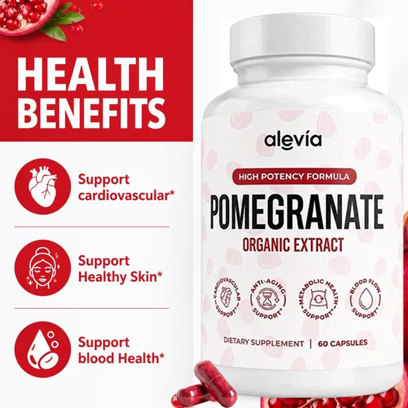 Alevia Pomegranate Capsules 60ct Organic Extract Antioxidant