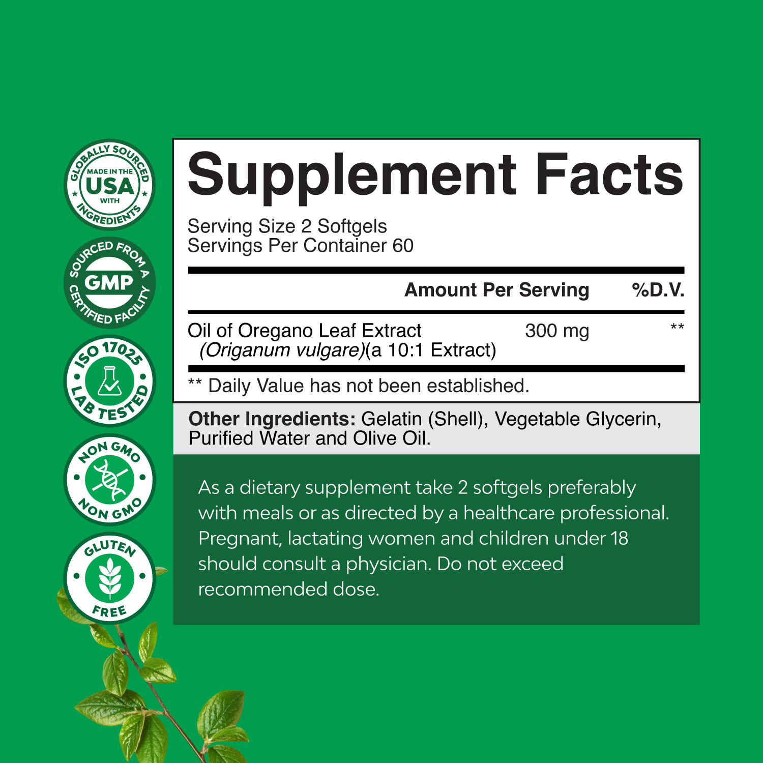 Vegan Wild Oregano Oil Softgels – Super Concentrated for Gut Heart Detox 120ct